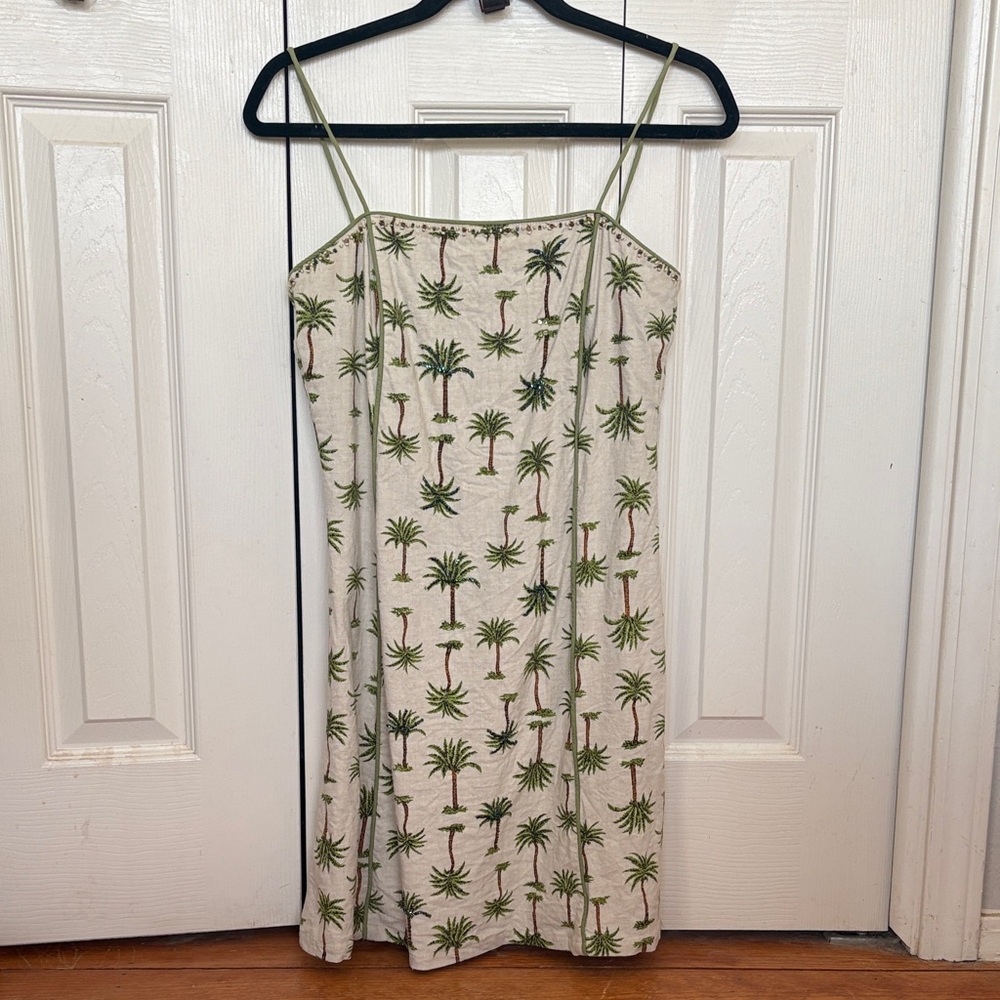 Vintage Beaded Palm Tree Mini Dress